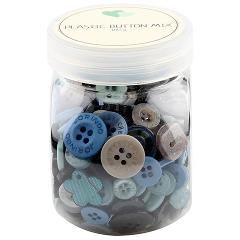 Go Handmade Mix knapper, plastik - BLÅ 100 G
