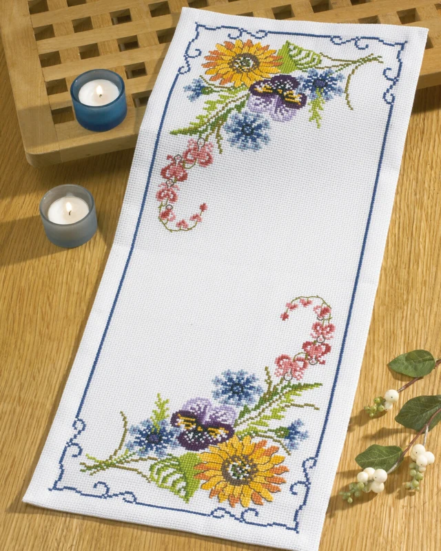 Broderikit Sommerblomster 25 x 56 cm