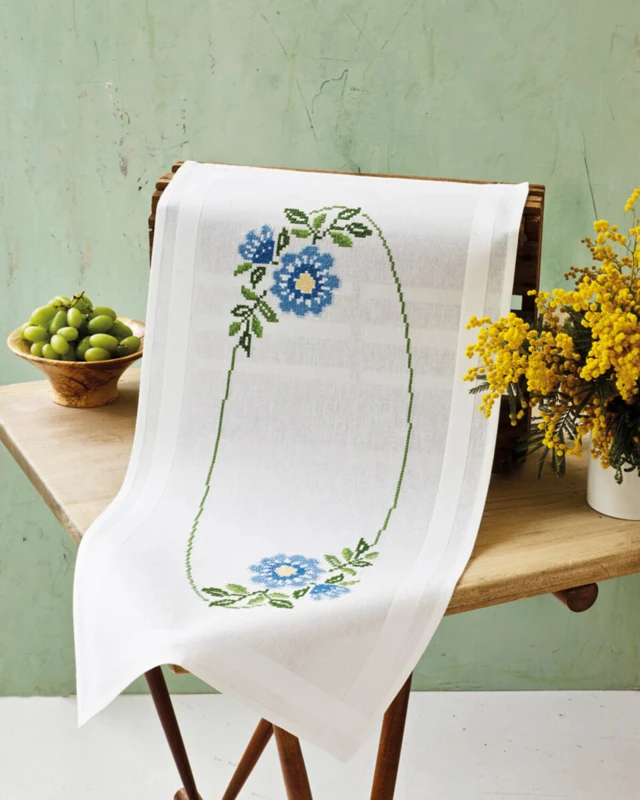 Broderikit Blomster i X-sting 40 x 80 cm