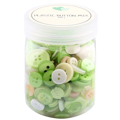 Go Handmade Mix knapper, plastik - GRØN 100 G