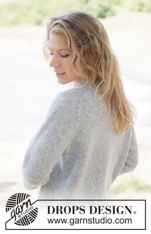 263-35 Silver Snuggle Cardigan by DROPS Design