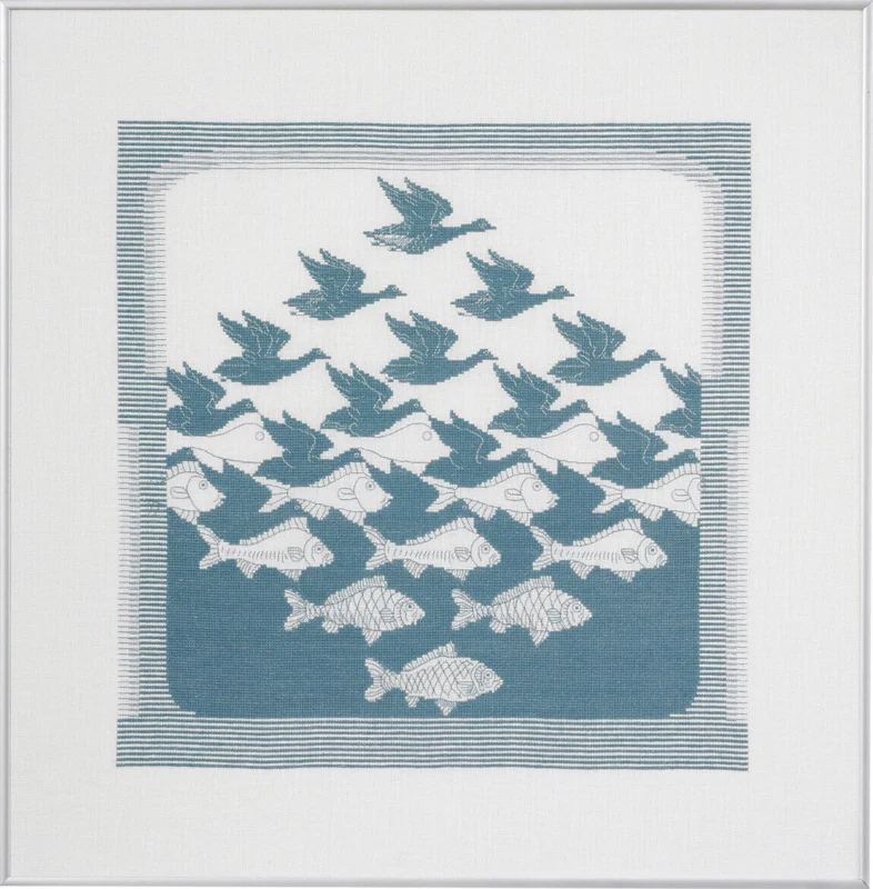 Broderikit Fugl/fisk gråblå R5988 57 x 62 cm