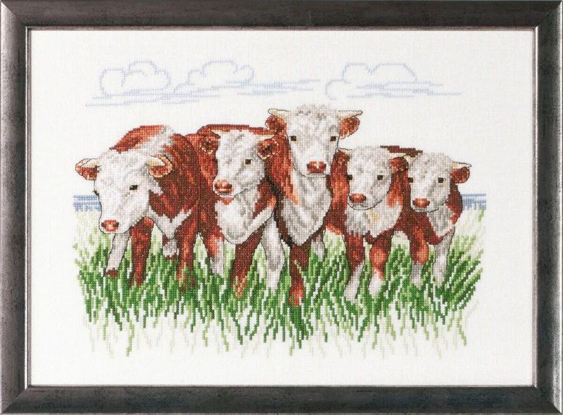 Broderikit Hereford køer R/5344 41 x 29 cm