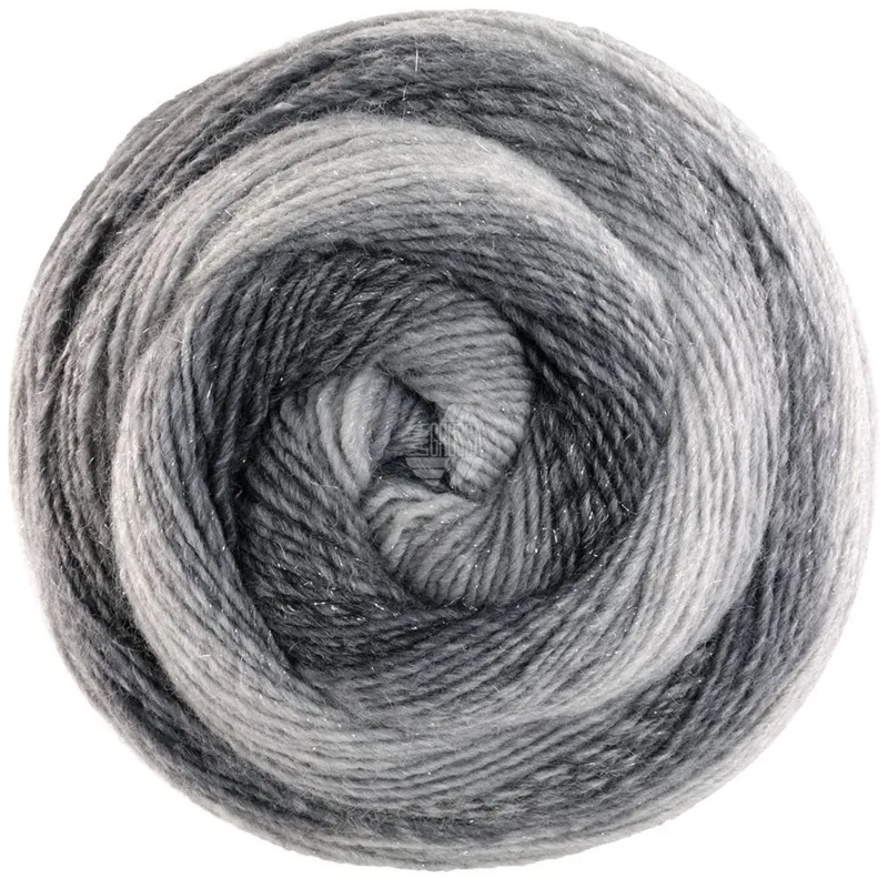 Lana Grossa Gomitolo Gala 4023 Lys-/mellem-/mørkegrå