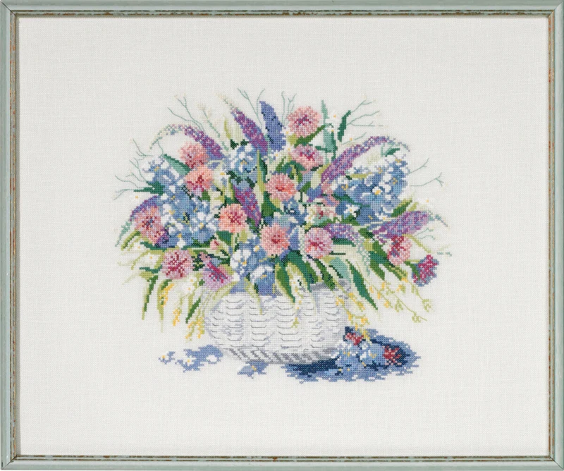 Broderikit Kurv m/ blomster II 48x40 cm