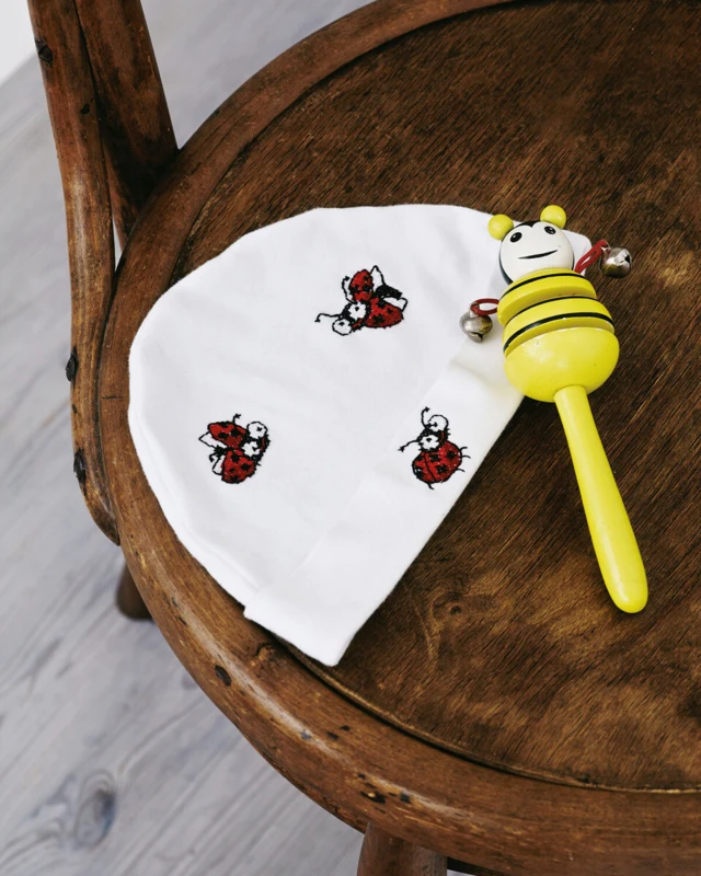 Broderikit Mariehøner 7 x 9 cm