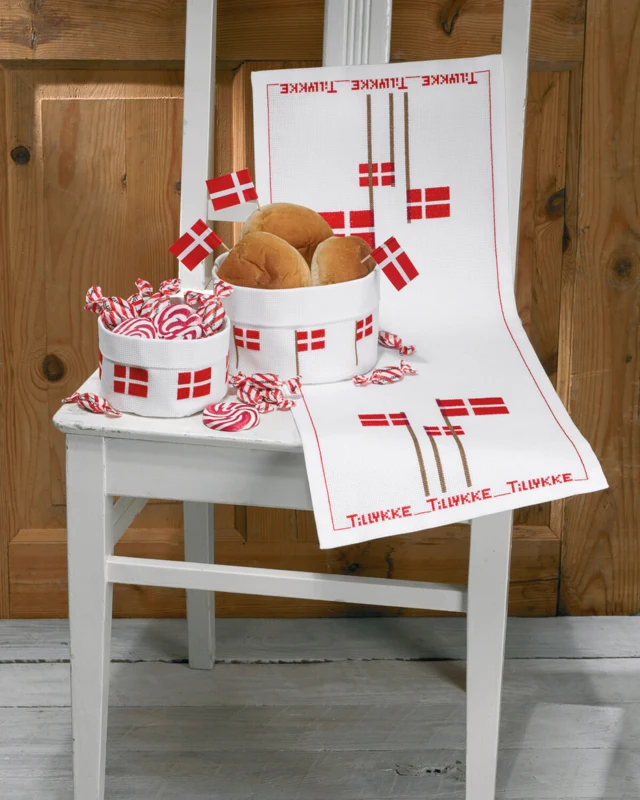 Broderikit Stor kurv Flag 17 Ø cm