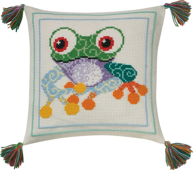 Broderikit Børnepude Frø 30x30 cm