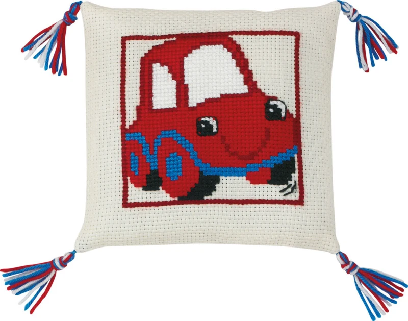 Broderikit Den røde bil 28 x 28 cm