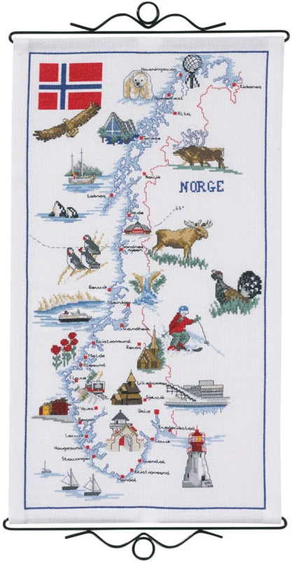 Broderikit Norges kort 32 x 57 cm B5123/32