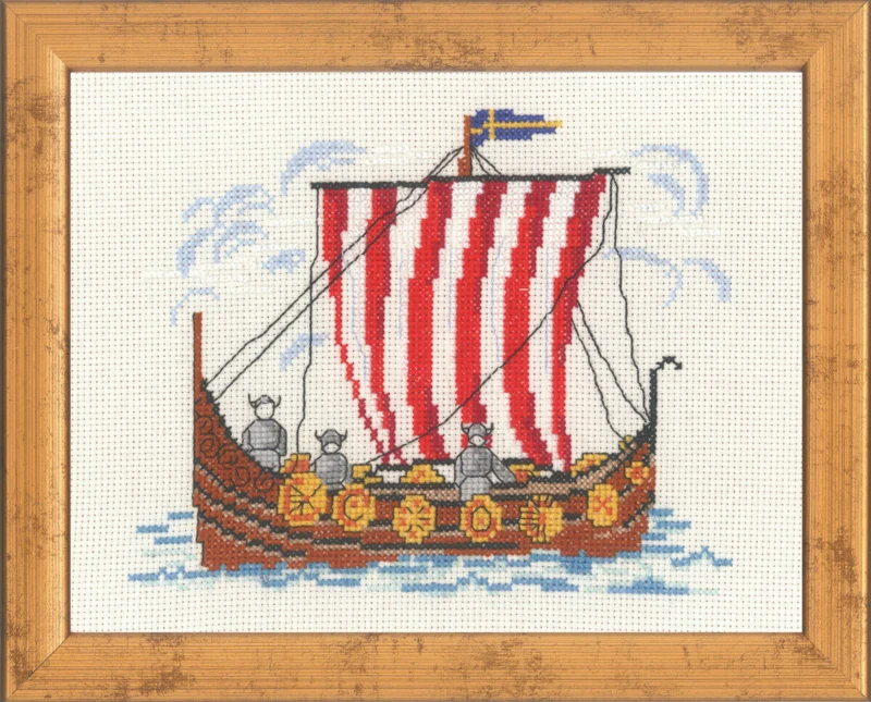 Broderikit Vikingeskib svensk 5352 21 x 26 cm