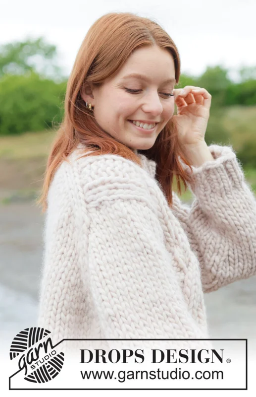 264-33 Ivory Cable Sweater by DROPS Design