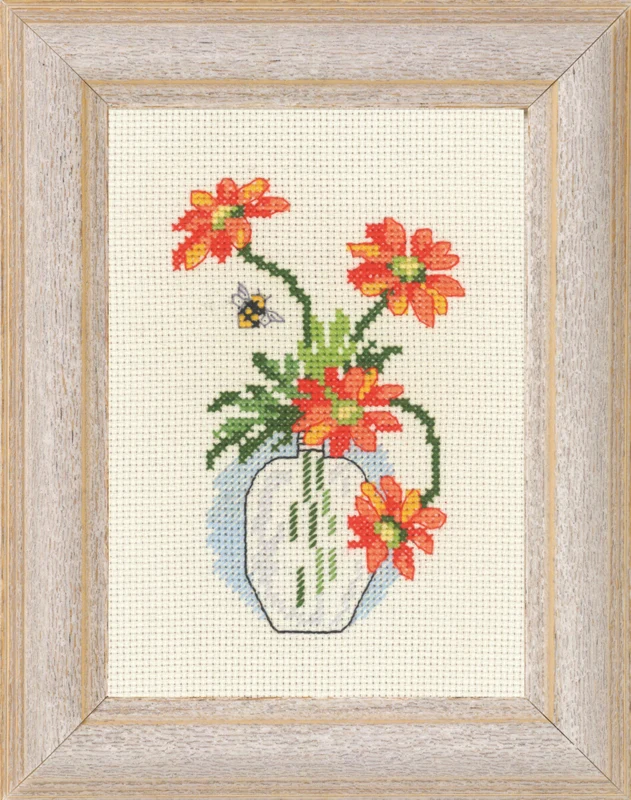 Broderikit Gul Krysante M5406 13 x 18 cm