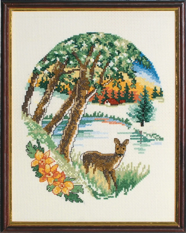 Broderikit Rådyr ved sø 22 x 26 cm