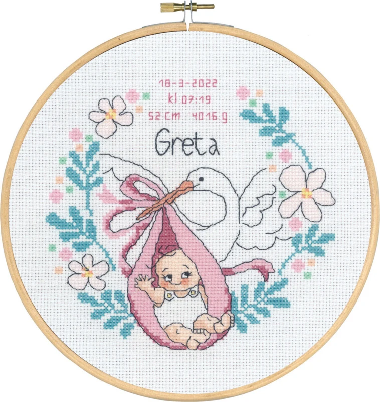 Broderikit Dåb Greta m 5810/22 20 Ø cm