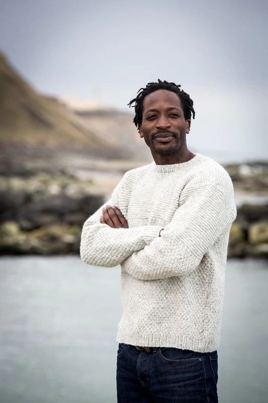 Herresweater i dobbelt perlestrik