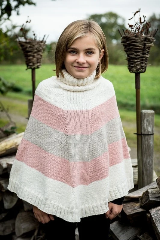 Stribet poncho i Mayflower Easy Care Classic