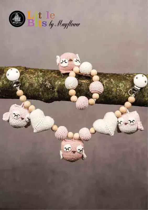 Barnevognskæde ugler, hjerter og kugler