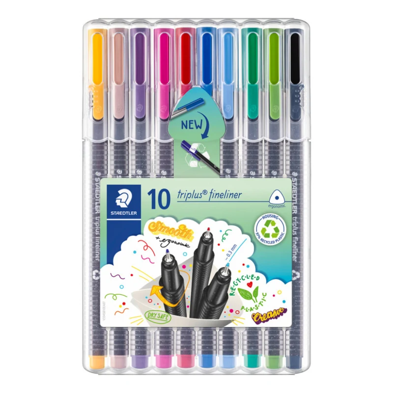 STAEDTLER Triplus fineliner 334 farvetusser, 10 stk