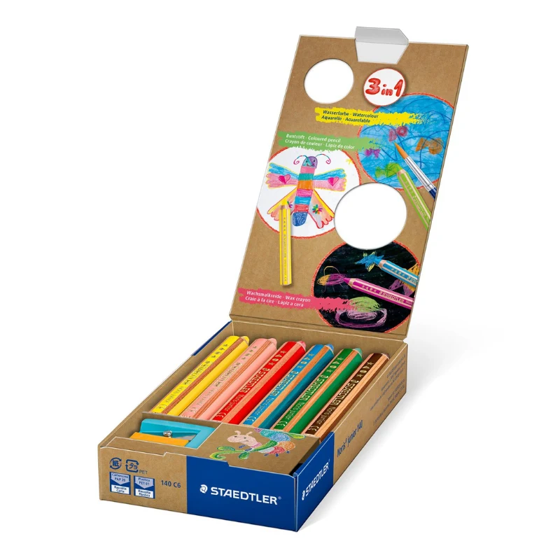 STAEDTLER Buddy 3-i-1 farveblyanter, 6 stk