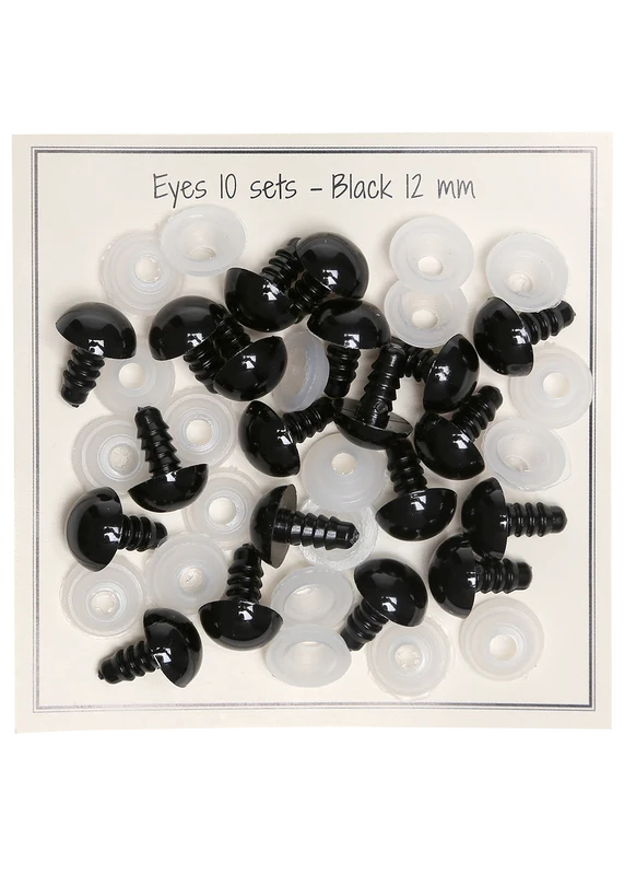 Go Handmade Sikkerhedsøjne Sorte 12mm (10 par)