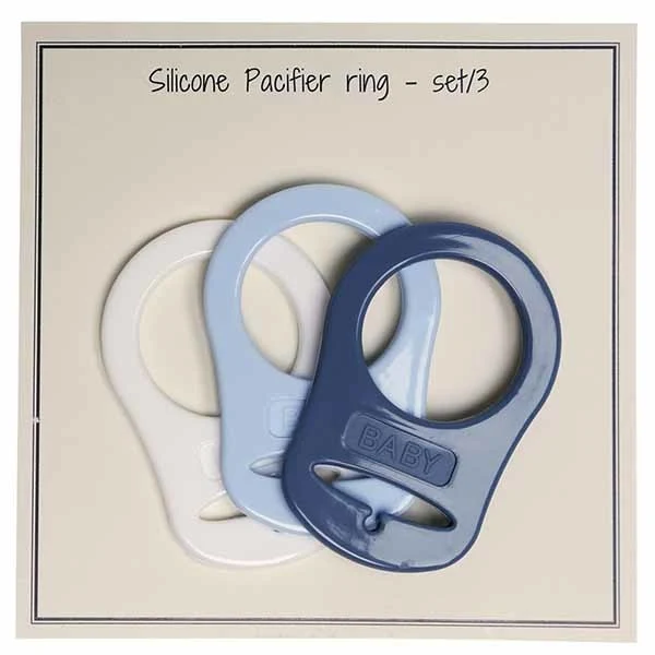 Go Handmade Silikone Suttekæde Adapter 3 stk Mix Hvid baby blå jeans blå