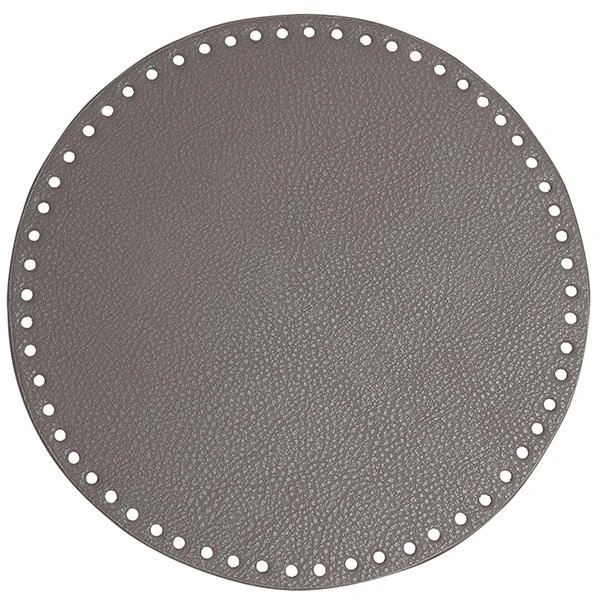 Go Handmade TaskeKurve Base, PU Læder, Rund, 25 cm 22384 Lys Grå