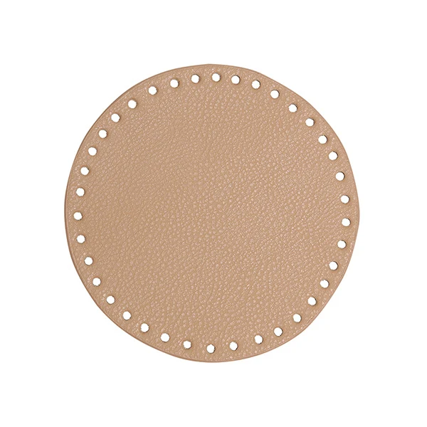 Go Handmade TaskeKurve Base, PU Læder, Rund, 17 cm 22396 Abrikos