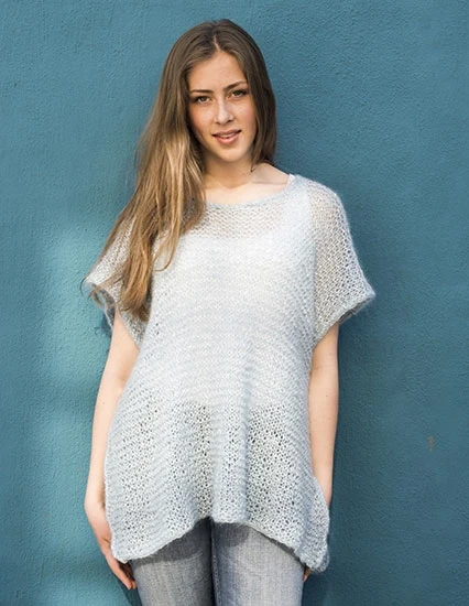 Du Store Alpakka - Air og Bling - Løststrikket poncho