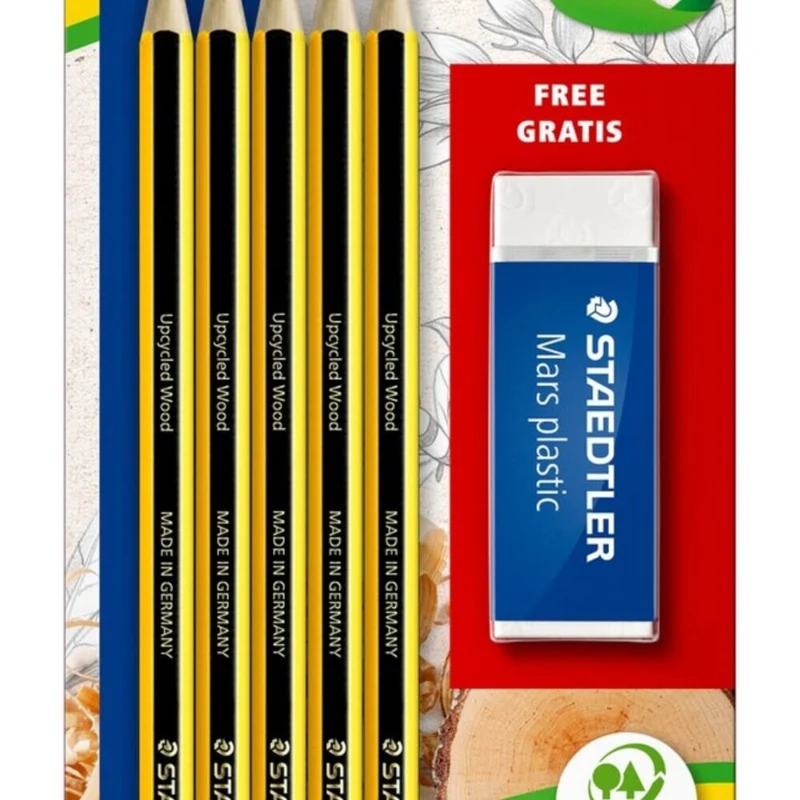 STAEDTLER Noris Blyanter HB & Viskelæder, 5 + 1 stk