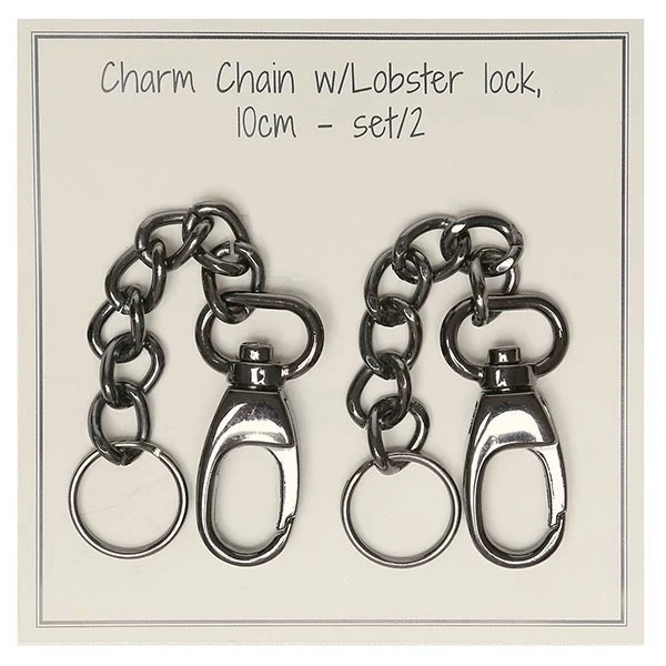Go Handmade Charm Kæde, Lobster lås, 2 stk Mørkegrå