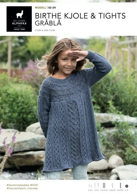 DSA62-24 Birthe Kjole & Tights - Gråblå