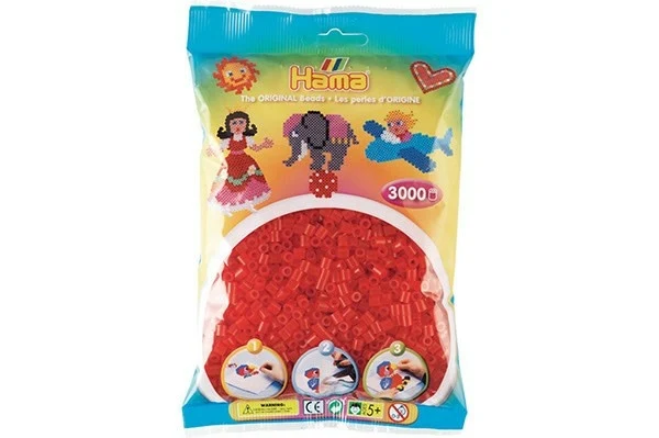 Hama Midi Perler, Transparent, 3000 stk 201-13 Rød