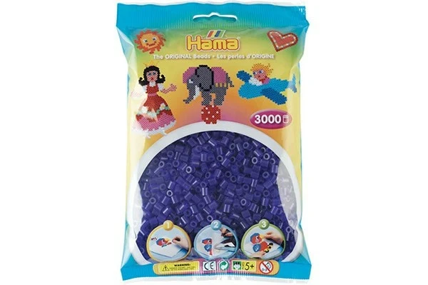 Hama Midi Perler, Transparent, 3000 stk 201-24 Mørk lilla