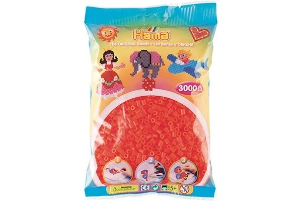 Hama Midi Perler, Transparent, 3000 stk 201-35 Neon rød