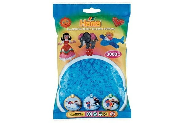 Hama Midi Perler, Transparent, 3000 stk 201-73 Lyseblå