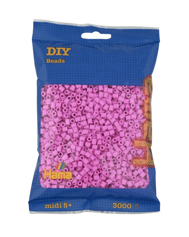 Hama Midi Perler, Ensfarvet, 3000 stk 201-48 Pastel pink