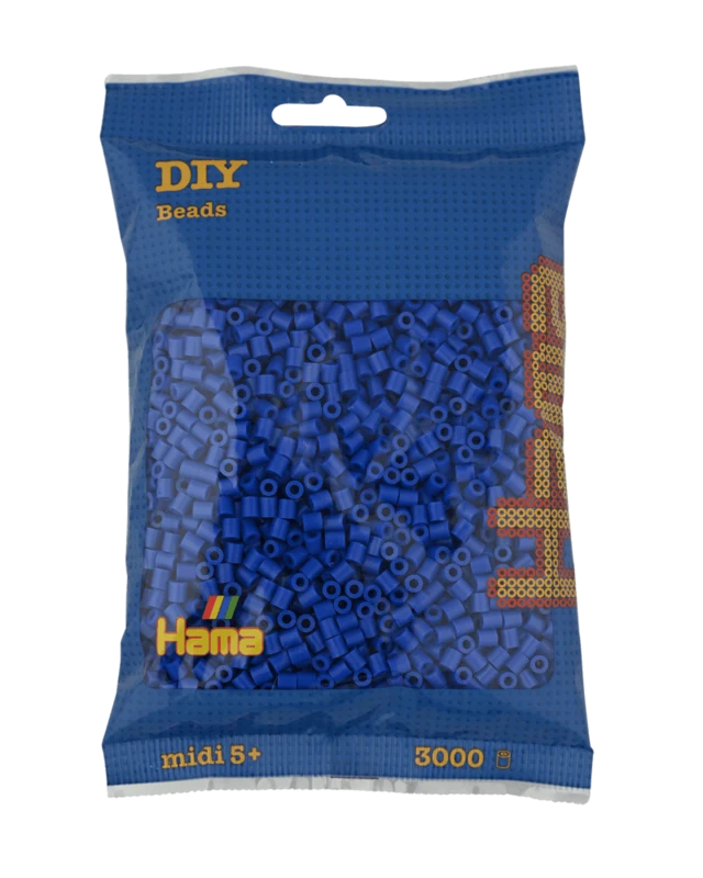 Hama Midi Perler, Ensfarvet, 3000 stk 201-08 Blå