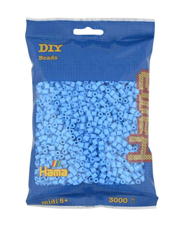 Hama Midi Perler, Ensfarvet, 3000 stk 201-46 Pastel blå