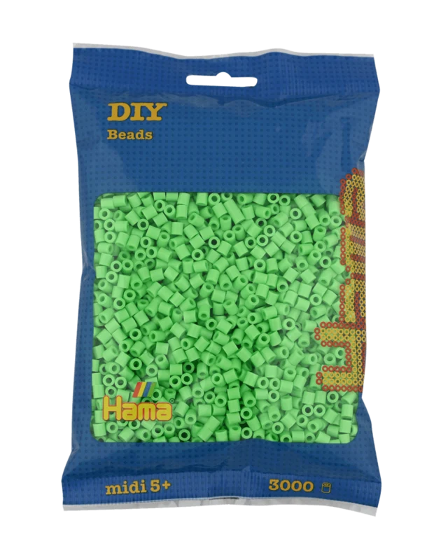 Hama Midi Perler, Ensfarvet, 3000 stk 201-47 Pastel grøn