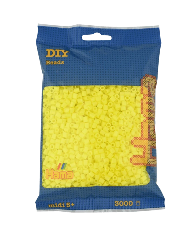 Hama Midi Perler, Ensfarvet, 3000 stk 201-43 Pastel gul