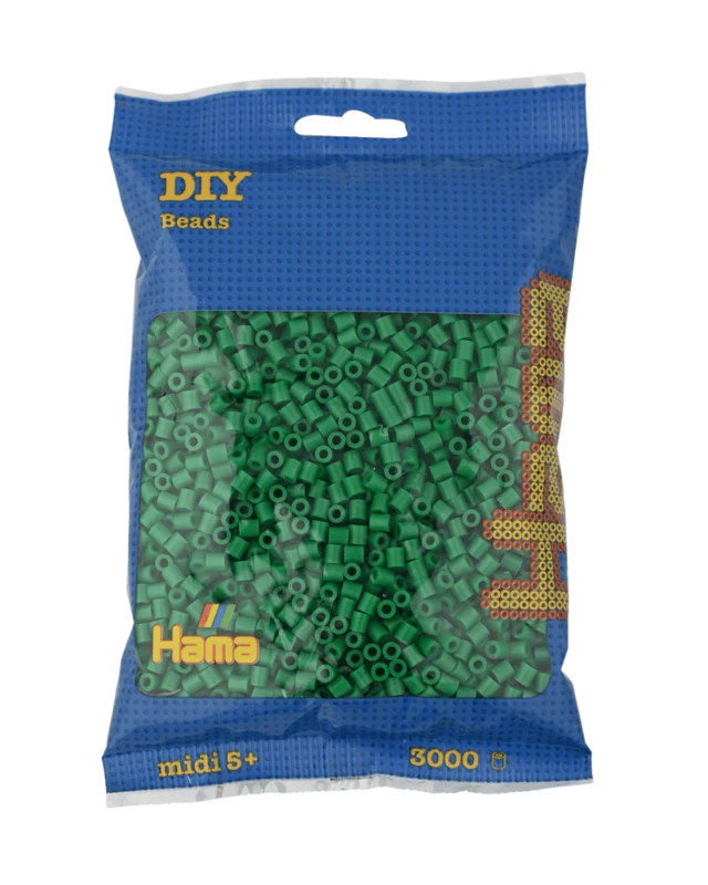 Hama Midi Perler, Ensfarvet, 3000 stk 201-10 Grøn