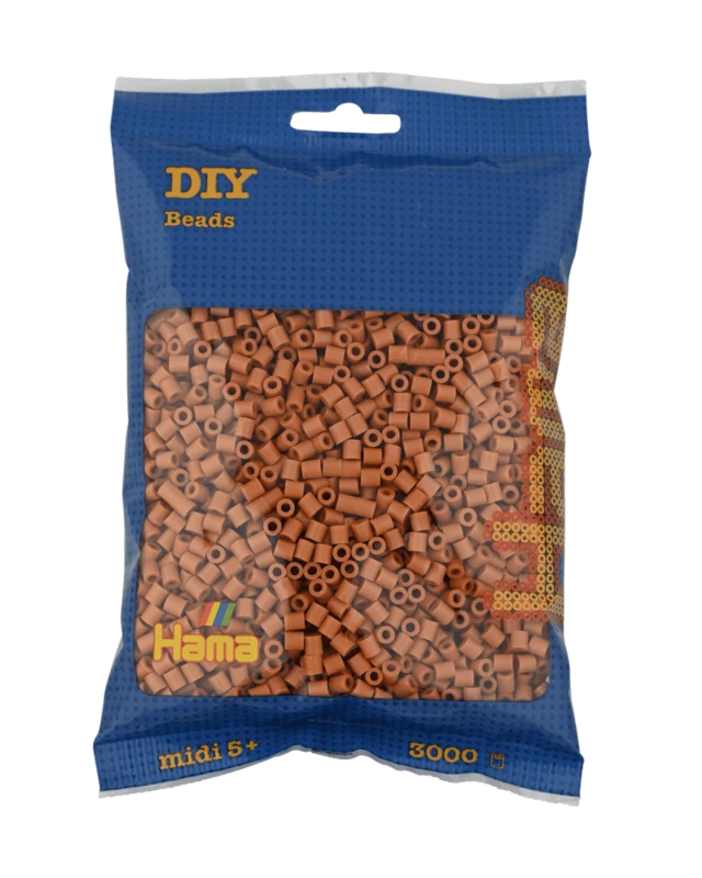 Hama Midi Perler, Ensfarvet, 3000 stk 201-21 Lys brun
