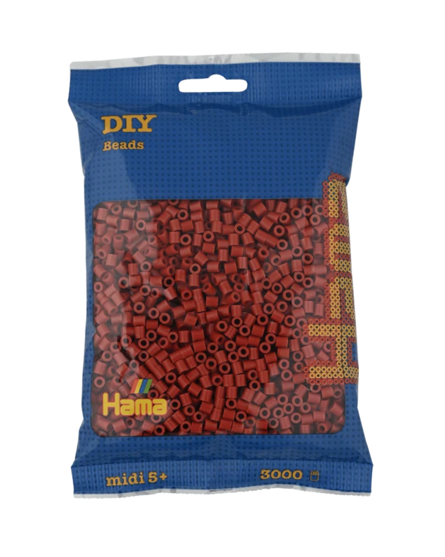 Hama Midi Perler, Ensfarvet, 3000 stk 201-20 Mellem brun