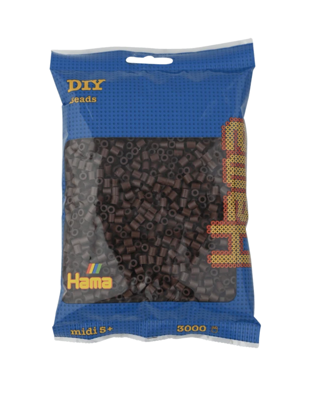 Hama Midi Perler, Ensfarvet, 3000 stk 201-12 Brun