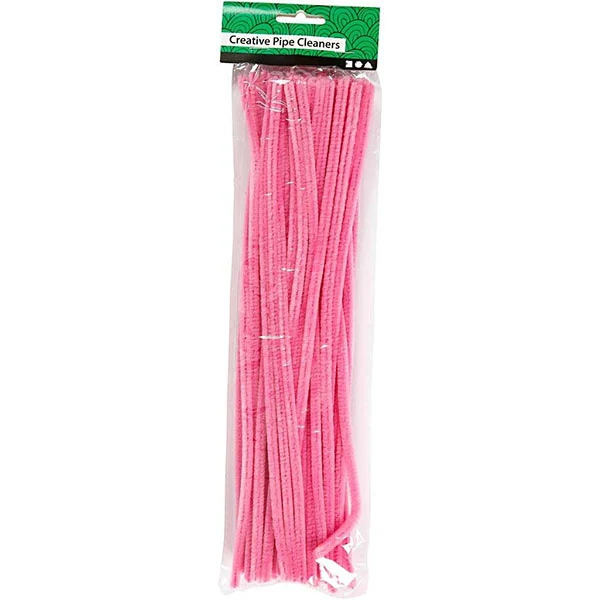 Chenille, 6mm, 30cm, 50stk Pink