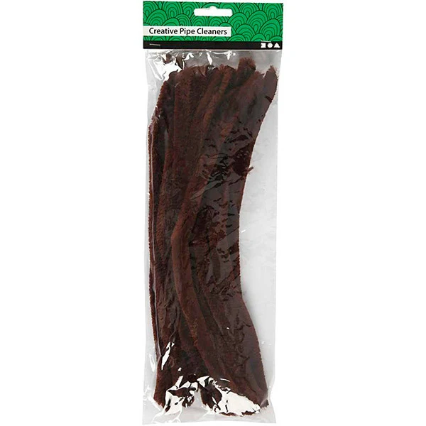 Chenille, 15mm, 30cm, 15stk Brun