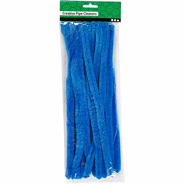 Chenille, 15mm, 30cm, 15stk Mørk blå