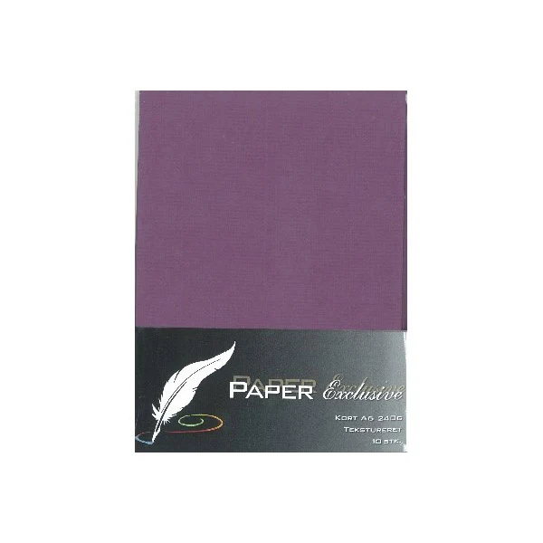 Paper Exclusive Dobbelt Kort A6, 240 g, Tekstureret, 10 stk Aubergine