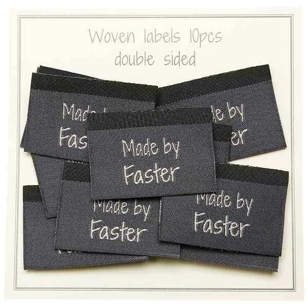 Go Handmade Vævet Label, Dobbeltsidet, Grå, 35 x 19 mm, 10 stk Made by Faster